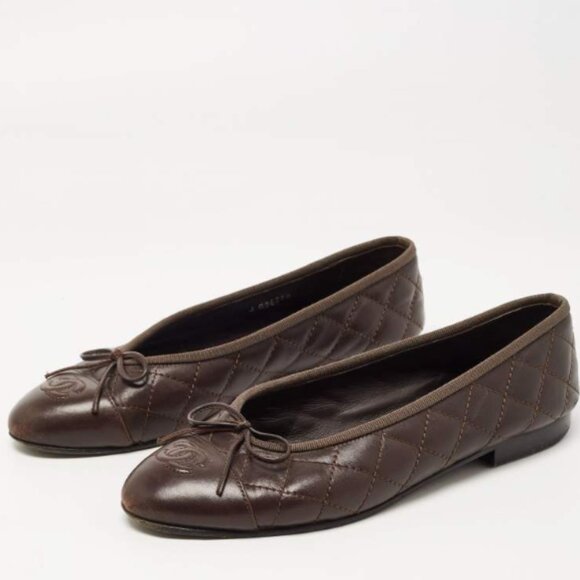 Chanel brown quilted ballet ballerina flats Size 36 - Picture 1 of 5